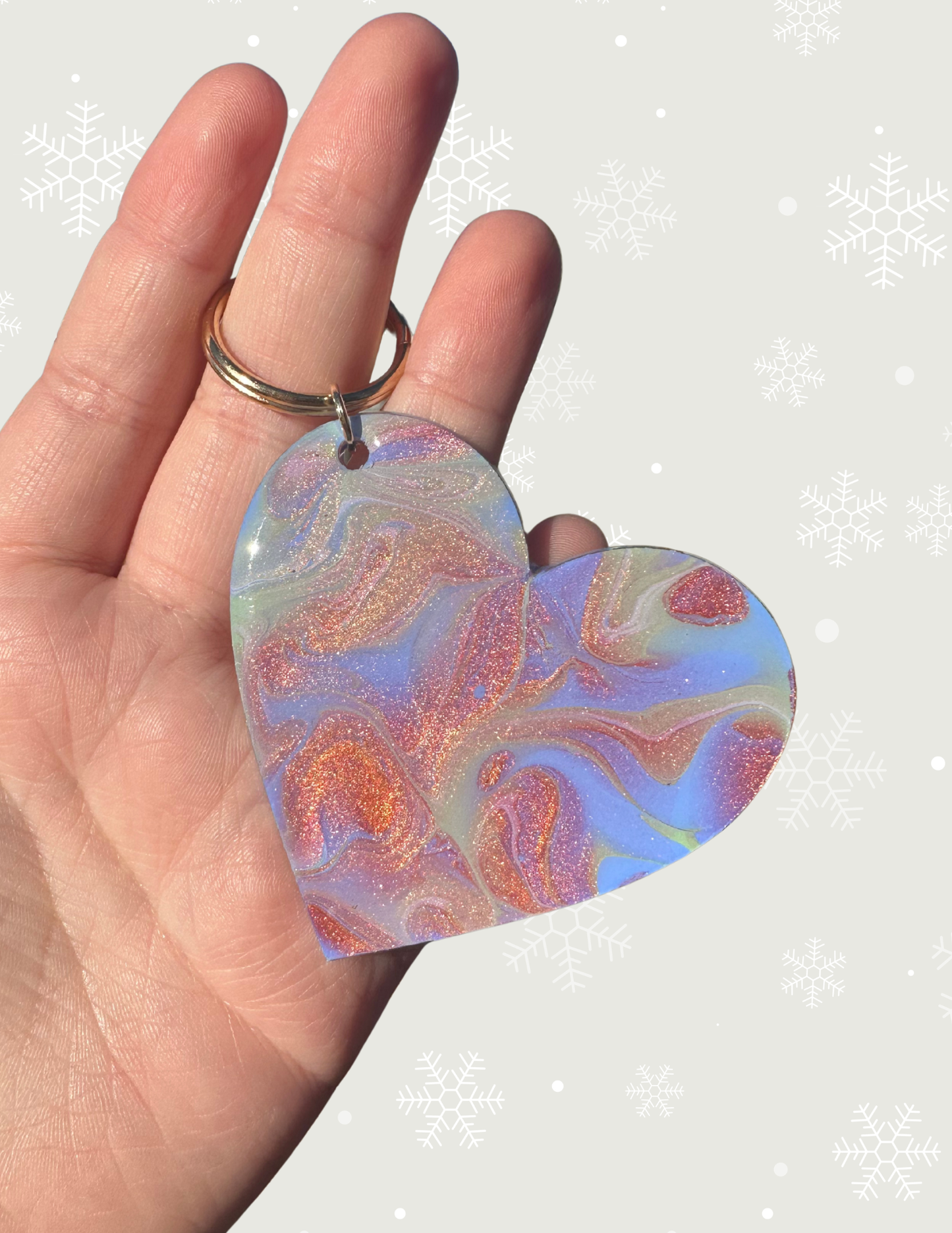 Purple/Green Heart Keychain