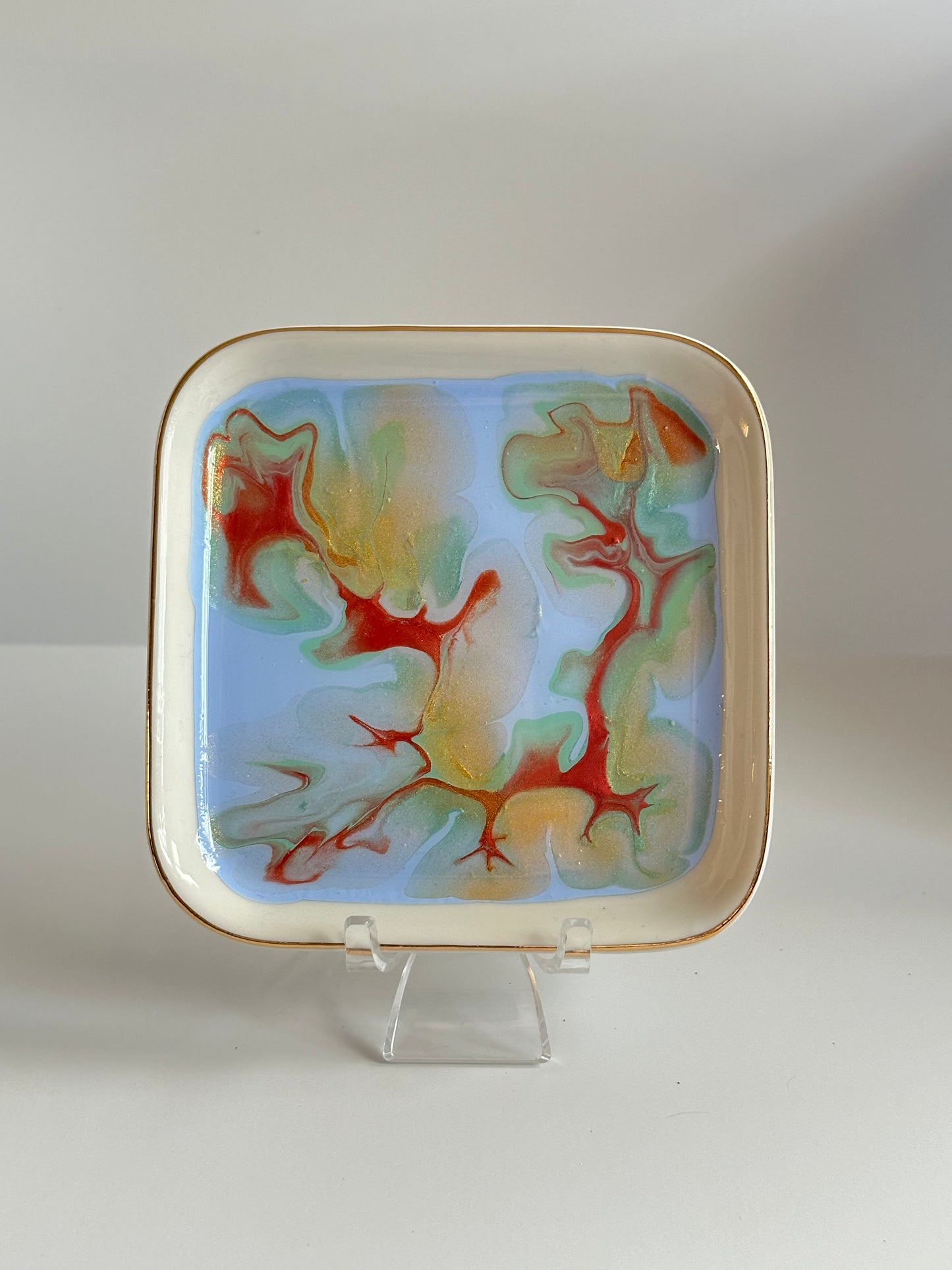 Jewlery Dish - PaleBlue/StrawberryRed/Gold/Mint