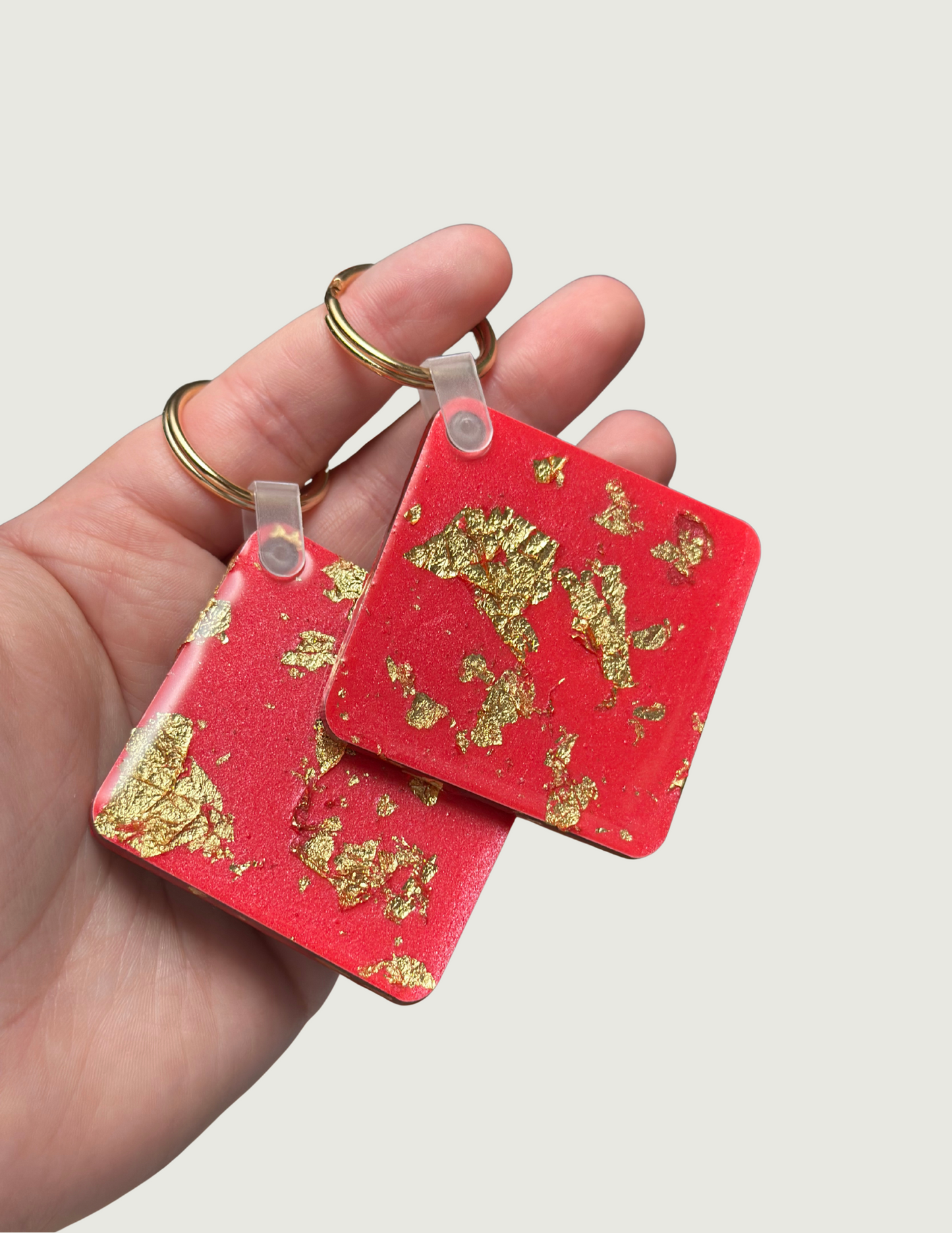Ruby/Gold Flake Keychain E3