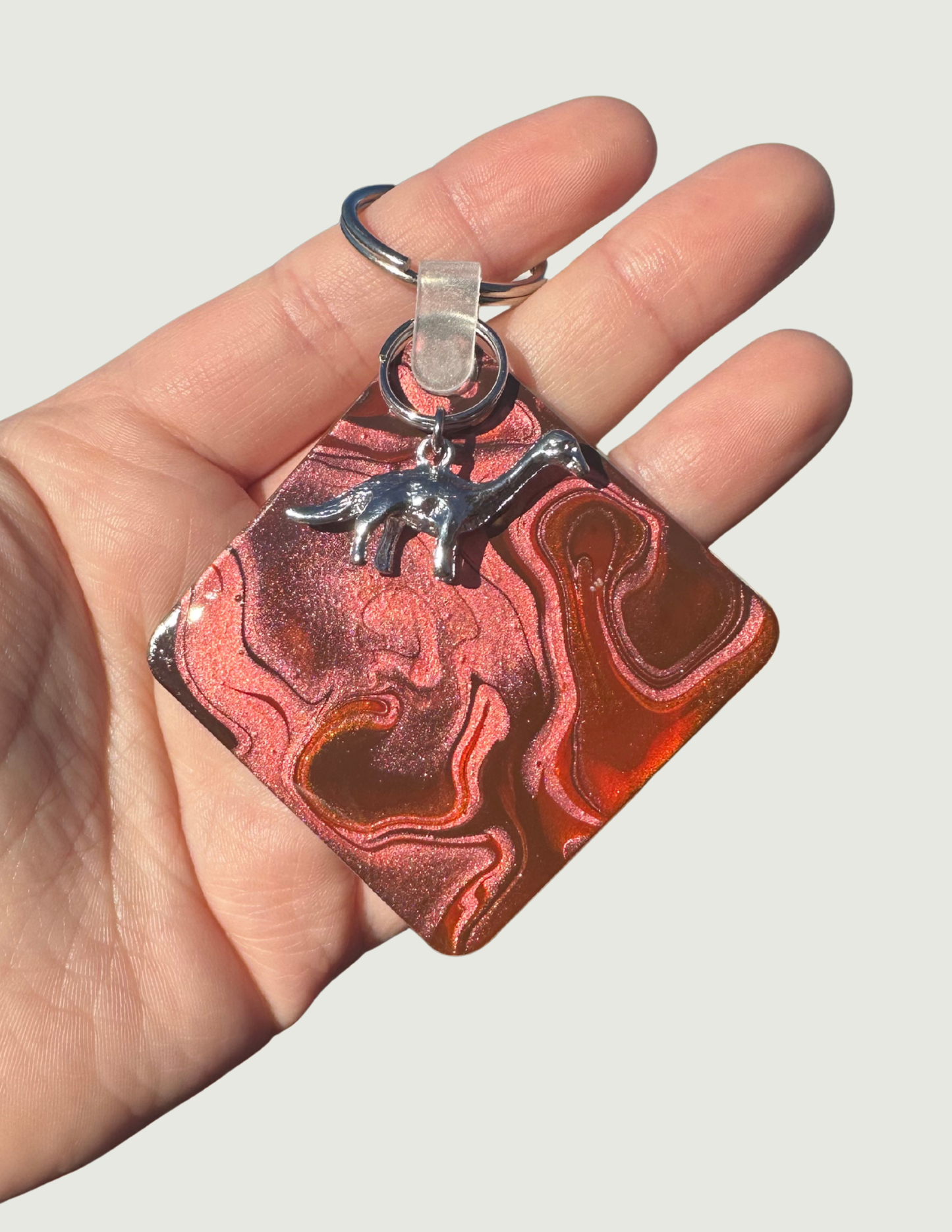 Burgundy Dino Keychain