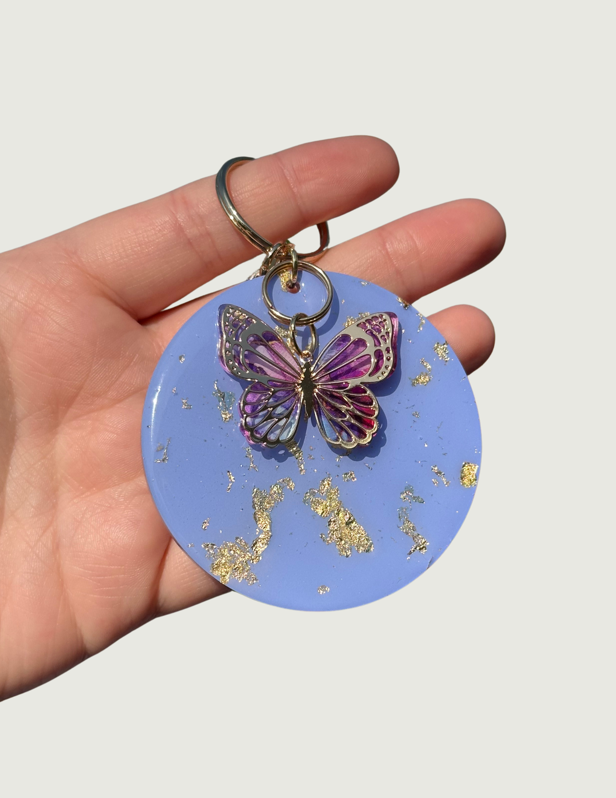 Lavender Butterfly Keychain