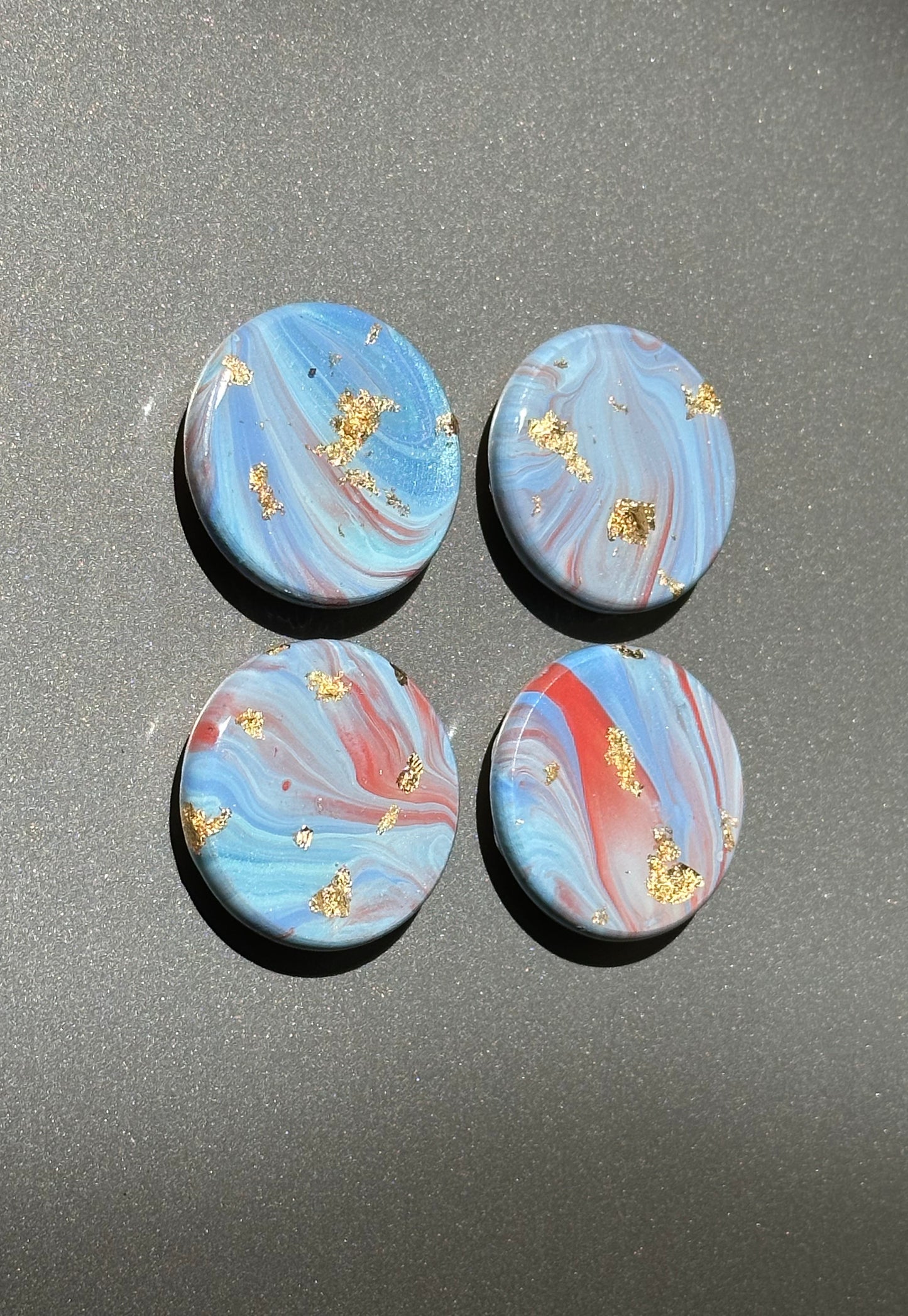 4pc Magnet Set - Blue/Coral+GoldFlakes