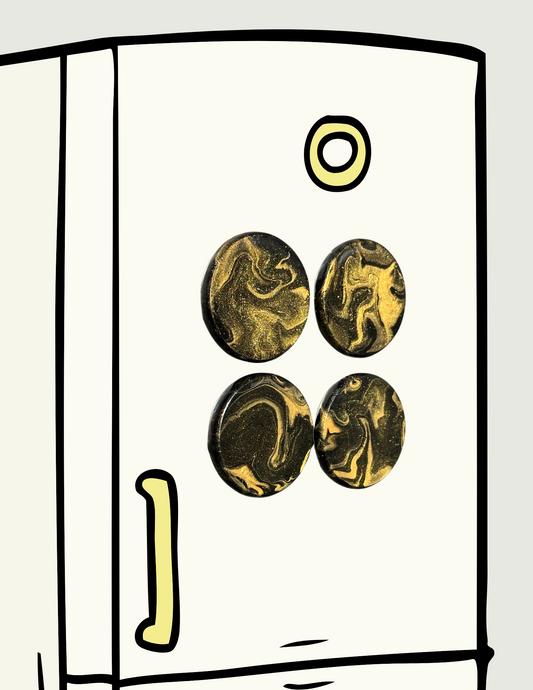 4pc Magnet Set - Black/Gold