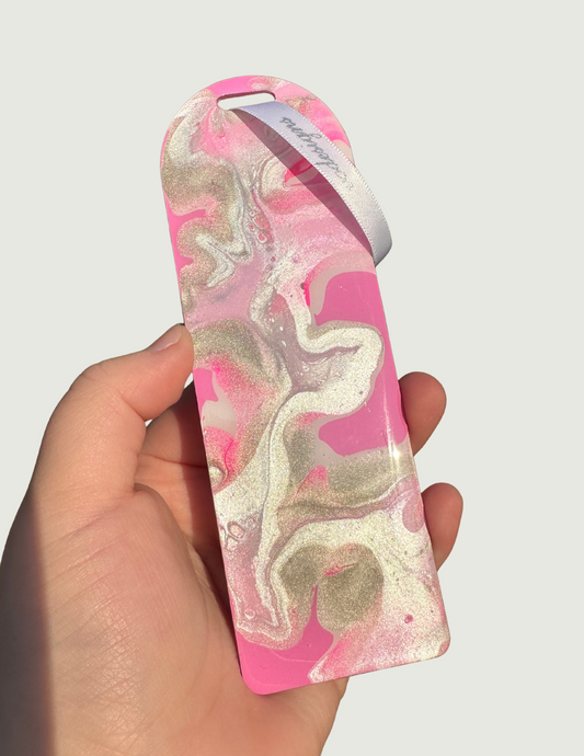 Pink/Pewter/Silver Bookmark