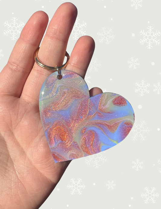 Purple/Green Heart Keychain