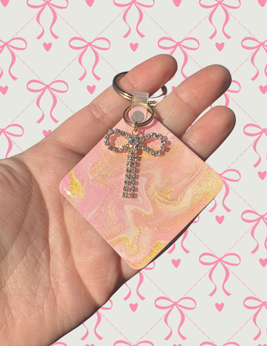 Pink Bow Keychain