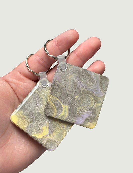 Pweter/Lavender/Yellow Keychain