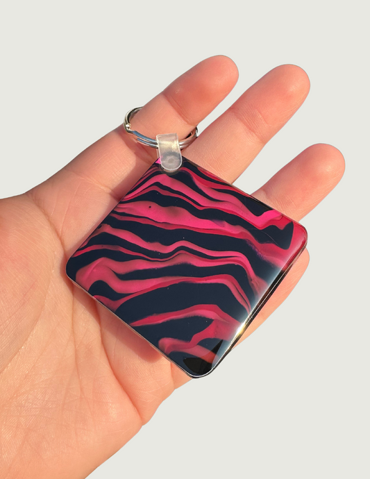 Pink and Black Zebra Print Keychains (Multiple Variations)