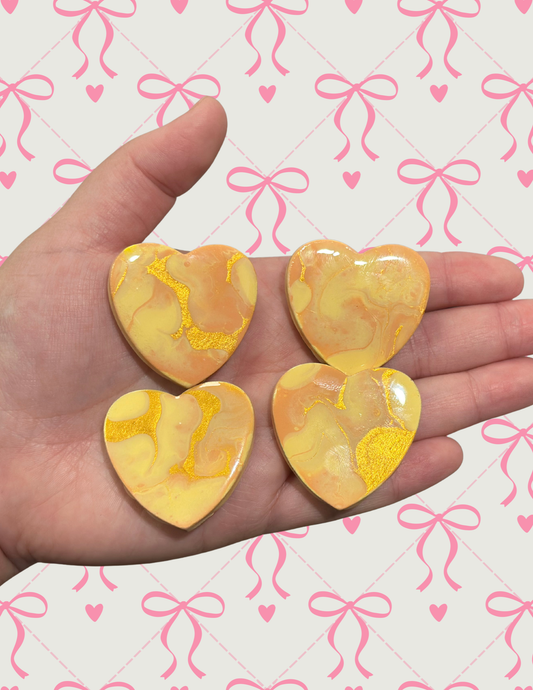 4pc Magnet Set - Orange/Pink/Gold Hearts