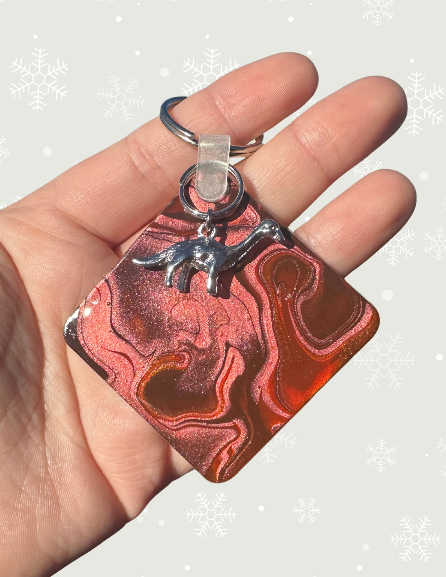 Burgundy Dino Keychain