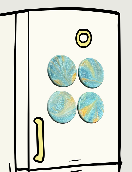 4pc Magnet Set - Teal/Gold