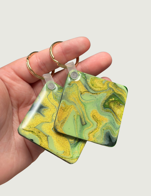 Green/Sage/Gold Keychains