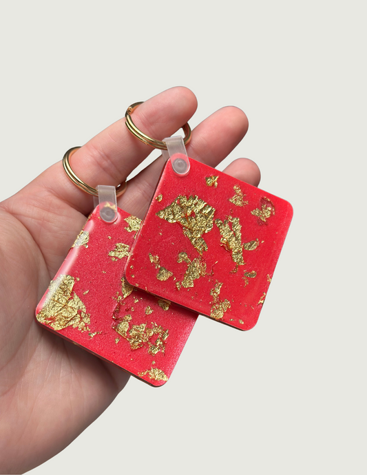 Ruby/Gold Flake Keychain