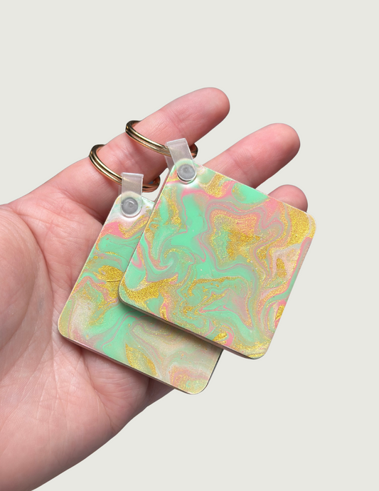 Mint/Pink/Gold Keychain