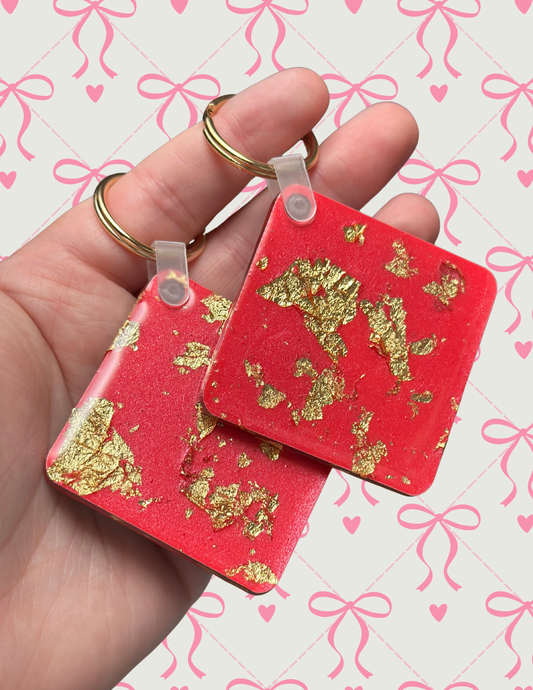 Ruby/Gold Flake Keychain E3