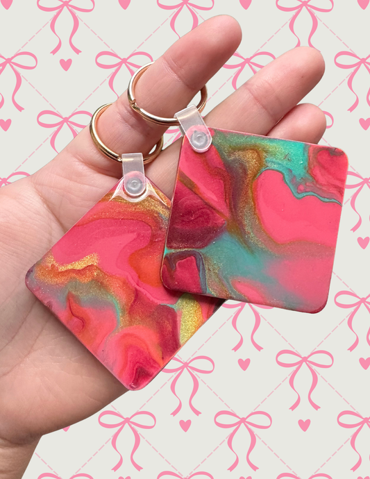 Pink/Teal/Gold keychain