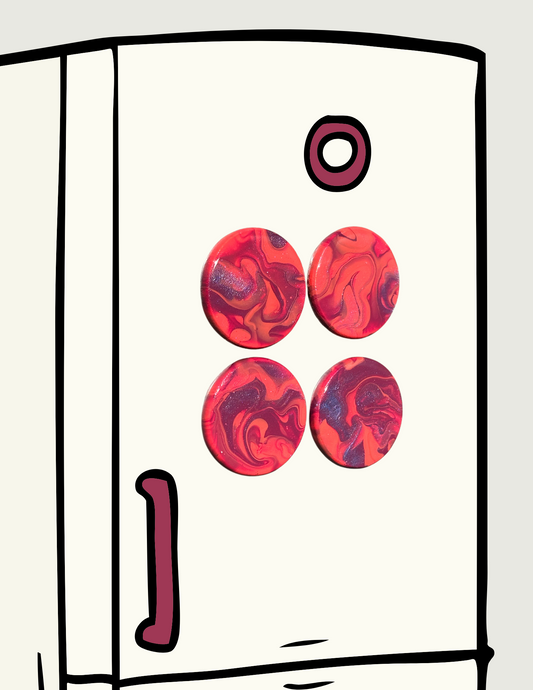 4pc Magnet Set - Coral/Purple