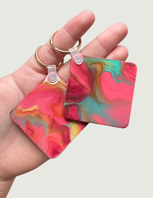 Pink/Teal/Gold keychain