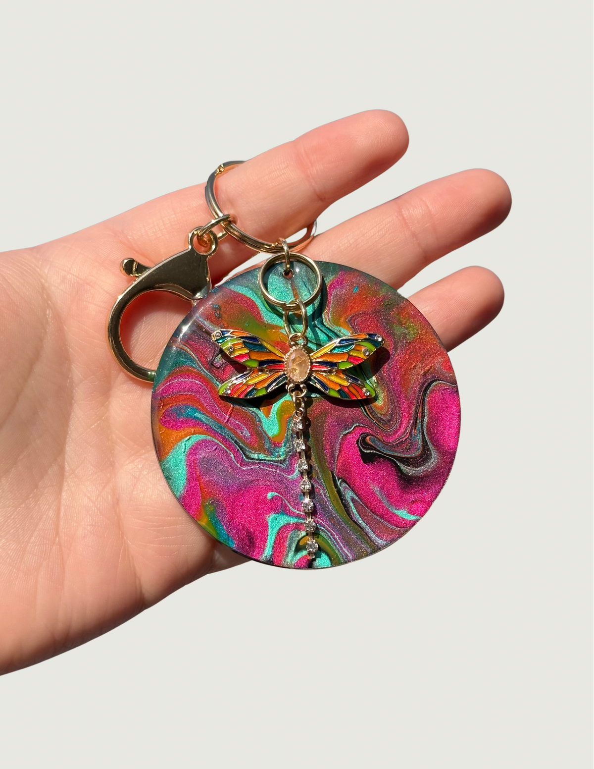 Multicolored Dragonfly Keychain