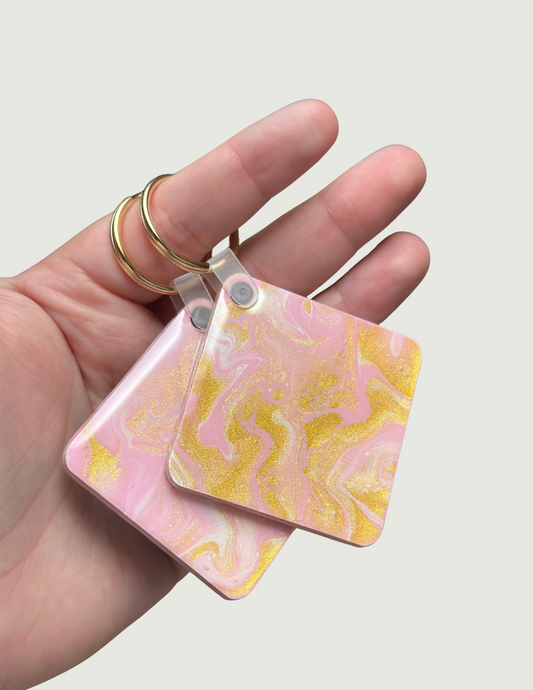 Pink/White/Gold Keychains