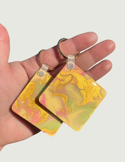 Yellow/Pink/Green/Gold Keychain