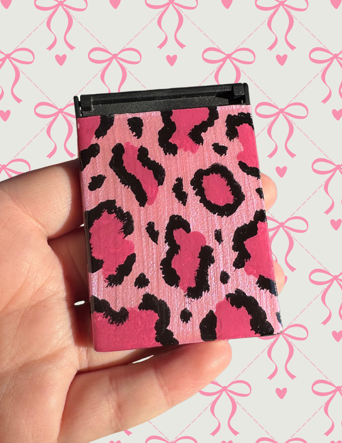 Leopard Print Compact Mirror - Pink